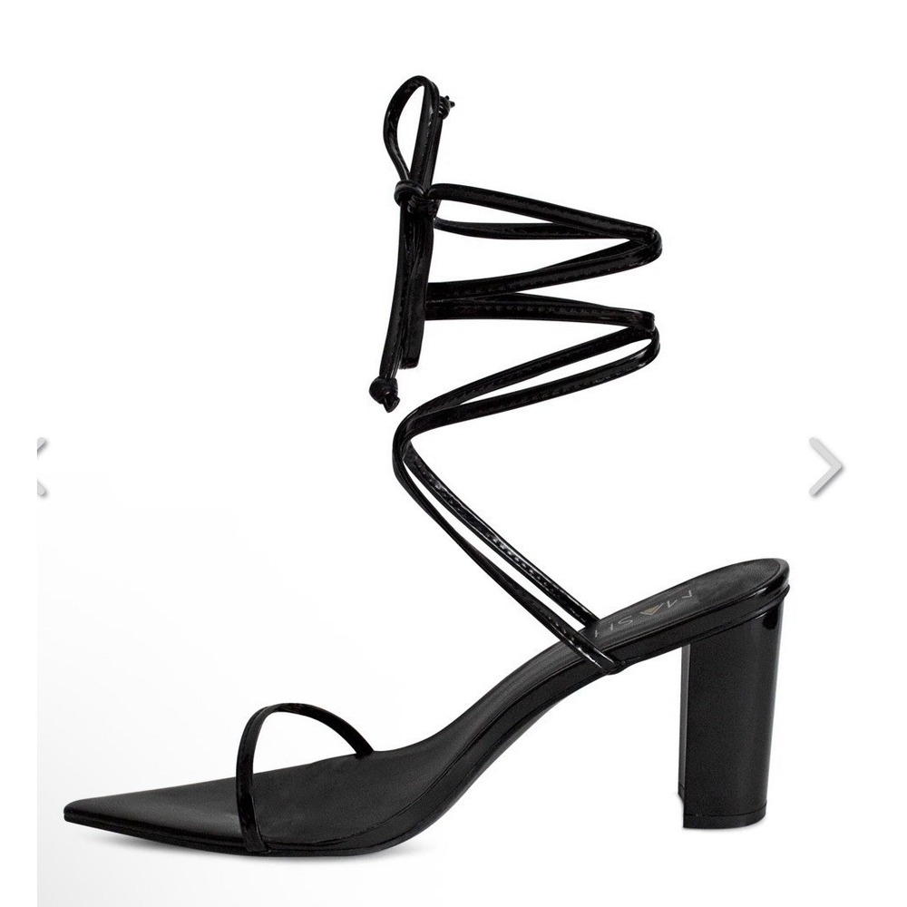 Smash Black Onyx Pointed Toe Heeled Sandals Size 14 Wrap Ankle